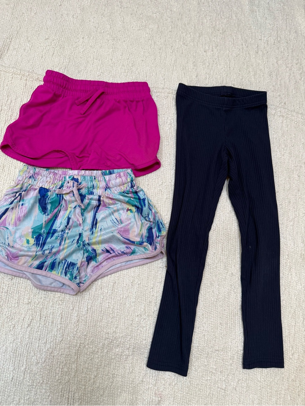 Bundle of Kids Pink Athletic Shorts, Pastel Print Shorts & leggings size 6